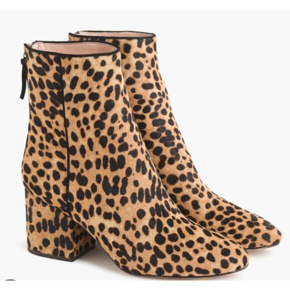 J. crew Sadie ankle boots in leopard‎ calf hair